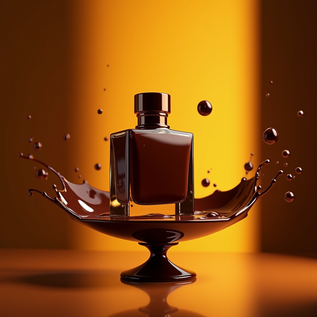 Perfume — Rich Dark-chocolate Dessert With A Glossy Product Ads #0284 (Seedream)