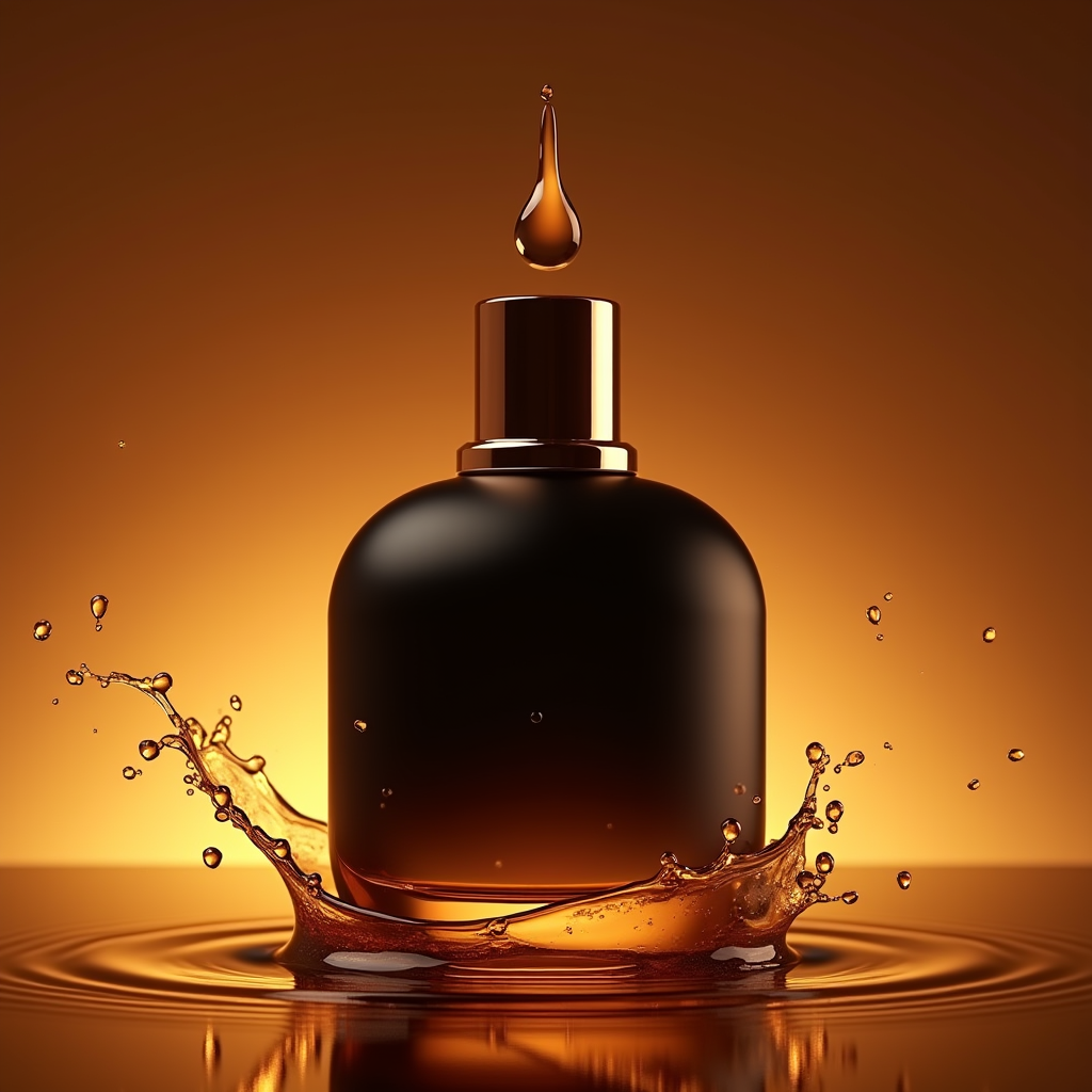 Perfume — Sleek Matte-black Perfume Bottle With A Product Ads #0258 (Ideogram)