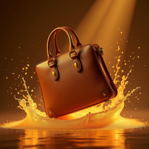 Perfume — Tailored Leather Handbag With Polished Gold Product Ads #0058 (Midjourney)