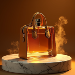 Perfume — Tailored Leather Handbag With Polished Gold Product Ads #0094 (Midjourney)