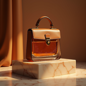 Perfume — Tailored Leather Handbag With Polished Gold Product Ads #0106 (Midjourney)