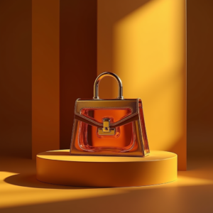 Perfume — Tailored Leather Handbag With Polished Gold Product Ads #0214 (Midjourney)