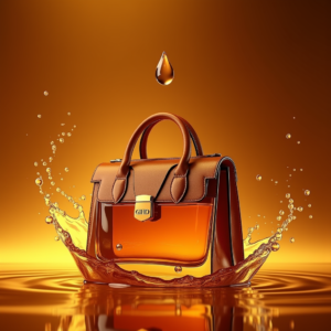 Perfume — Tailored Leather Handbag With Polished Gold Product Ads #0261 (Dreamina)