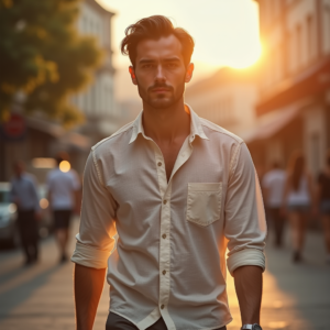 Product Photography — Man In A Relaxed Linen Shirt Photography #0002 (Dreamina)