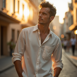 Product Photography — Man In A Relaxed Linen Shirt Photography #0026 (Dreamina)
