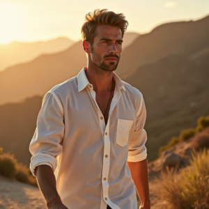 Product Photography — Man In A Relaxed Linen Shirt Photography #0110 (Dreamina)