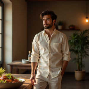 Product Photography — Man In A Relaxed Linen Shirt Photography #0258 (Krea)