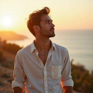 Product Photography — Man In A Relaxed Linen Shirt Photography #0318 (Krea)