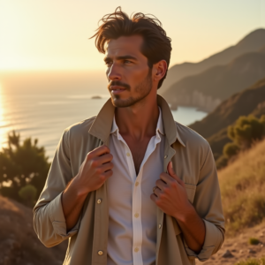 Product Photography — Man In A Relaxed Linen Shirt Photography #0324 (Leonardo)