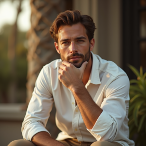 Product Photography — Man In A Relaxed Linen Shirt Photography #0336 (Leonardo)