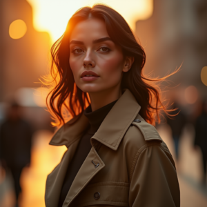 Product Photography — Model In A Structured Trench Coat Photography #0042 (Krea)