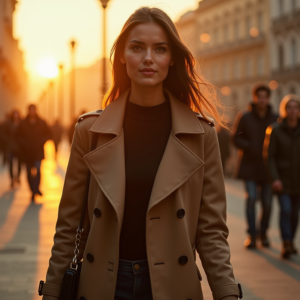 Product Photography — Model In A Structured Trench Coat Photography #0114 (Krea)