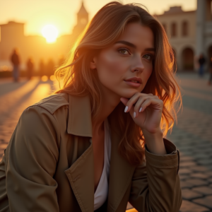 Product Photography — Model In A Structured Trench Coat Photography #0120 (Leonardo)