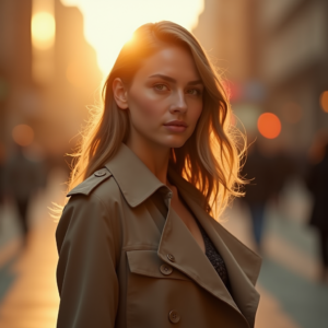 Product Photography — Model In A Structured Trench Coat Photography #0150 (Krea)
