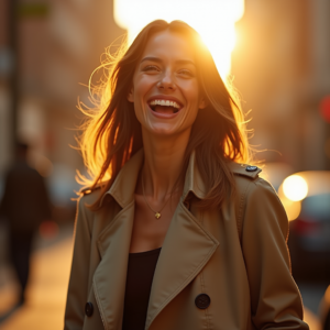 Product Photography — Model In A Structured Trench Coat Photography #0162 (Krea)
