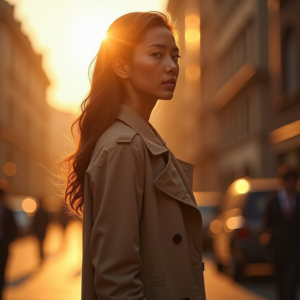 Product Photography — Model In A Structured Trench Coat Photography #0174 (Krea)