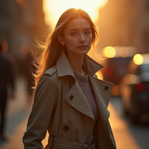 Product Photography — Model In A Structured Trench Coat Photography #0186 (Krea)