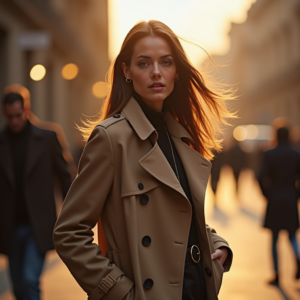 Product Photography — Model In A Structured Trench Coat Photography #0222 (Krea)