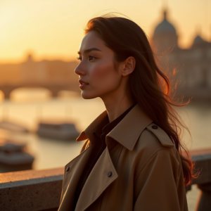 Product Photography — Model In A Structured Trench Coat Photography #0322 (Recraft)