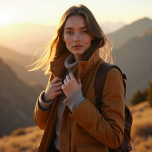 Product Photography — Traveler In Earth-toned Layers Against A Photography #0327 (Midjourney)
