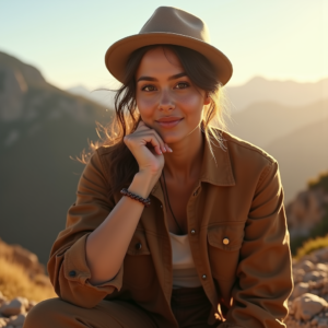 Product Photography — Traveler In Earth-toned Layers Against A Photography #0339 (Midjourney)