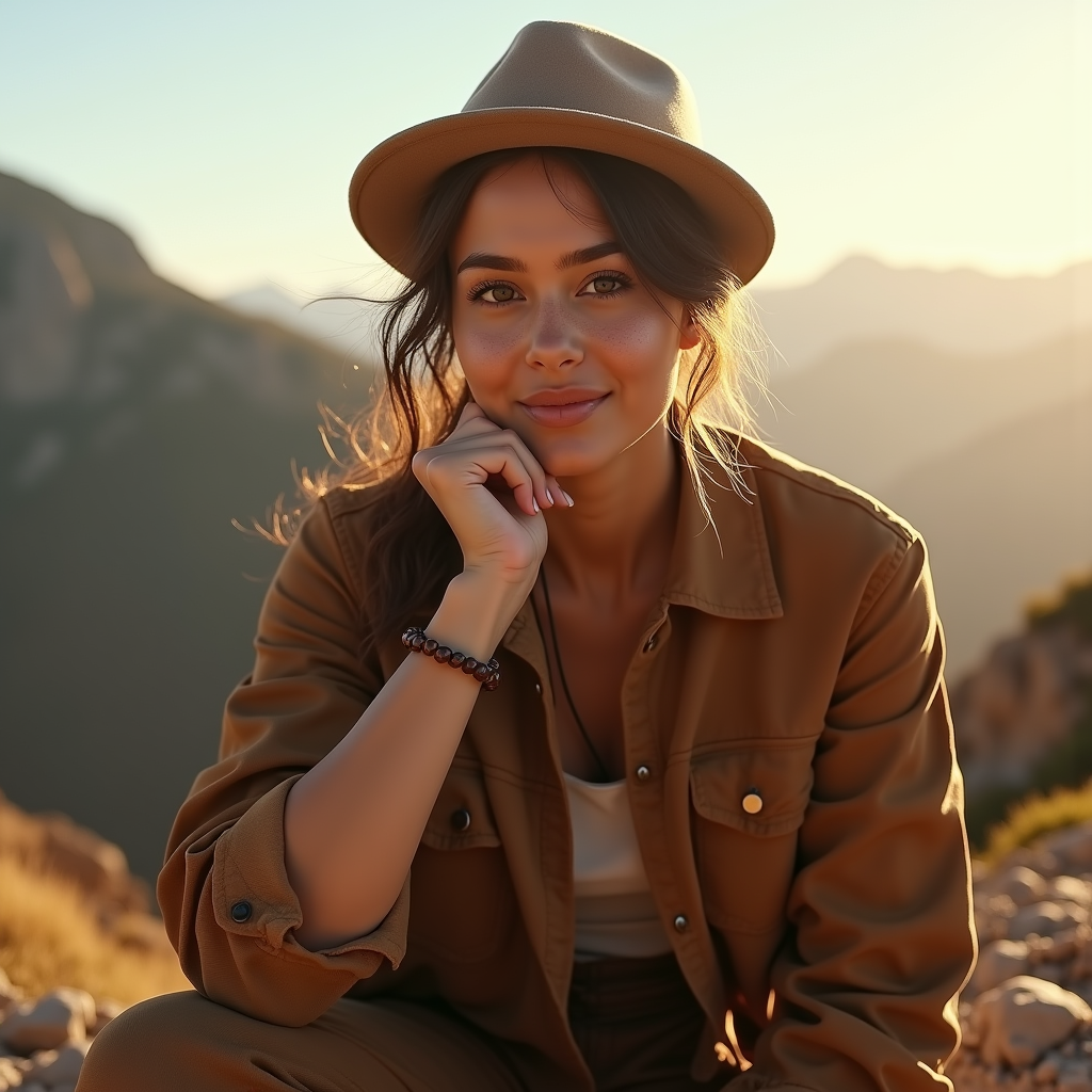 Product Photography — Traveler In Earth-toned Layers Against A Photography #0339 (Midjourney)