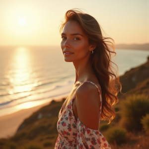 Product Photography — Woman In A Flowing Floral Sundress Photography #0135 (Midjourney)