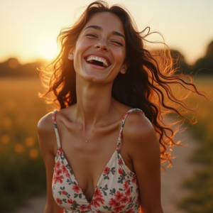 Product Photography — Woman In A Flowing Floral Sundress Photography #0195 (Midjourney)