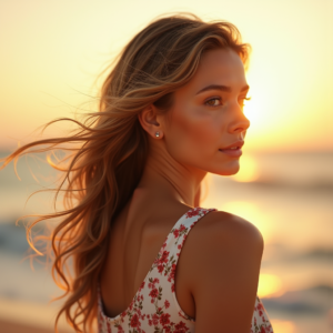 Product Photography — Woman In A Flowing Floral Sundress Photography #0247 (Gemini)