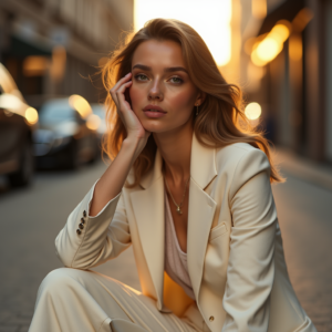 Product Photography — Woman In A Tailored Ivory Blazer Photography #0007 (Gemini)