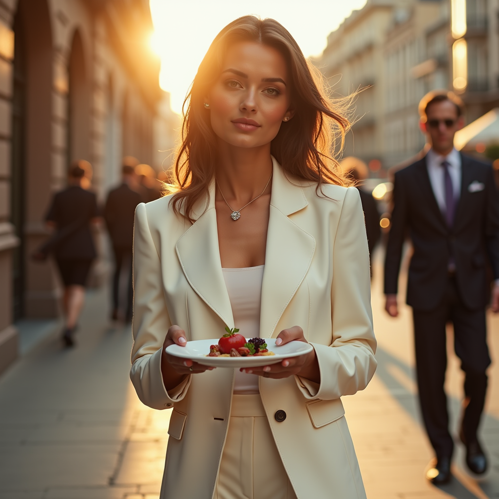 Product Photography — Woman In A Tailored Ivory Blazer Photography #0019 (Gemini)