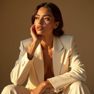 Product Photography — Woman In A Tailored Ivory Blazer Photography #0043 (Gemini)