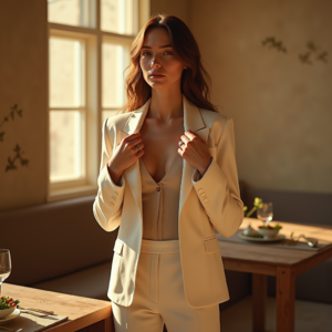 Product Photography — Woman In A Tailored Ivory Blazer Photography #0103 (Gemini)