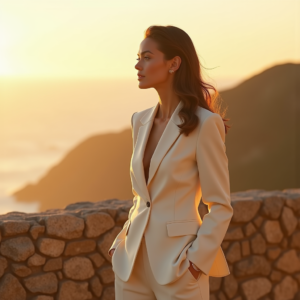 Product Photography — Woman In A Tailored Ivory Blazer Photography #0133 (Seedream)