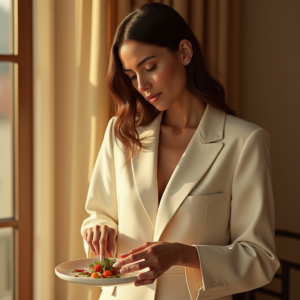 Product Photography — Woman In A Tailored Ivory Blazer Photography #0199 (Gemini)