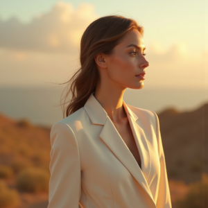 Product Photography — Woman In A Tailored Ivory Blazer Photography #0245 (FLUX)
