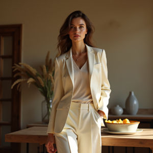 Product Photography — Woman In A Tailored Ivory Blazer Photography #0257 (FLUX)
