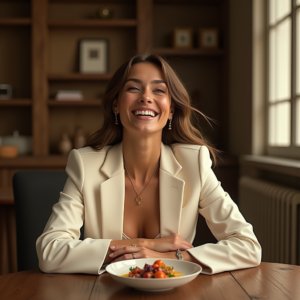 Product Photography — Woman In A Tailored Ivory Blazer Photography #0269 (FLUX)