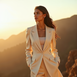 Product Photography — Woman In A Tailored Ivory Blazer Photography #0317 (FLUX)