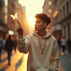 Reels Thumbnails — Stylish Young Man In A Cream Social Media #0110 (Dreamina)