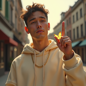 Reels Thumbnails — Stylish Young Man In A Cream Social Media #0318 (Krea)