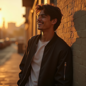 Reels Thumbnails — Young Man In A Bomber Jacket Social Media #0018 (Krea)