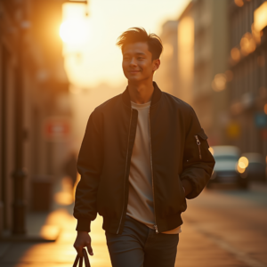 Reels Thumbnails — Young Man In A Bomber Jacket Social Media #0030 (Krea)