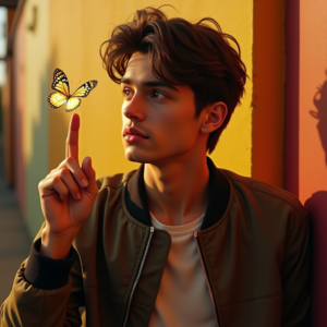 Reels Thumbnails — Young Man In A Bomber Jacket Social Media #0042 (Krea)