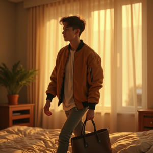 Reels Thumbnails — Young Man In A Bomber Jacket Social Media #0102 (Krea)