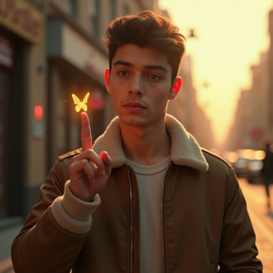 Reels Thumbnails — Young Man In A Bomber Jacket Social Media #0114 (Krea)