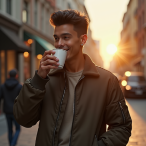 Reels Thumbnails — Young Man In A Bomber Jacket Social Media #0132 (Leonardo)