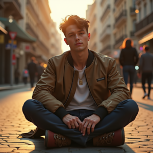 Reels Thumbnails — Young Man In A Bomber Jacket Social Media #0144 (Leonardo)