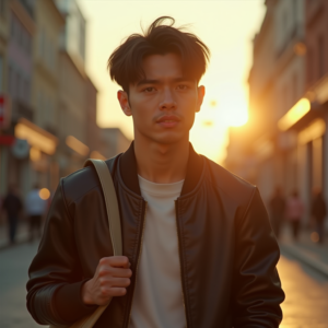 Reels Thumbnails — Young Man In A Bomber Jacket Social Media #0174 (Krea)