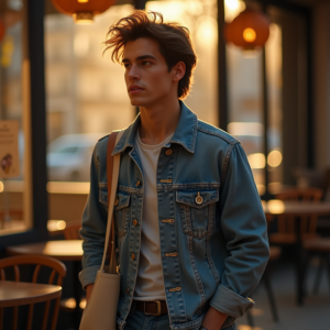 Reels Thumbnails — Young Man In A Denim Jacket Social Media #0208 (Stable Diffusion)